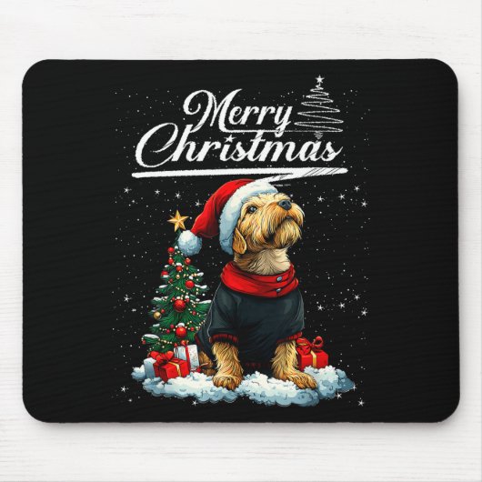 Frohe Weihnachten Airedale Terrier Weihnachtsmann Mousepad (Vorne)