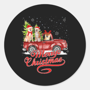 Frohe Weihnachten Akita Dog Santa Reindeer Red Tru Runder Aufkleber