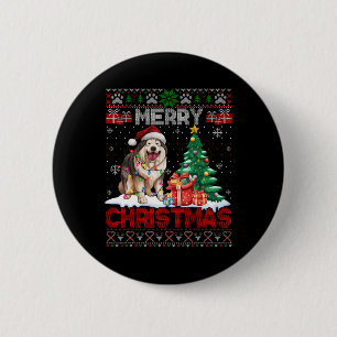 Frohe Weihnachten Alaskan Malamute Dog Lover Ugly  Button