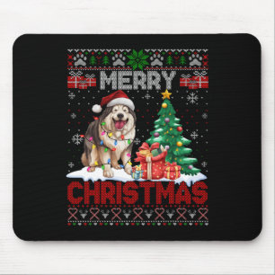 Frohe Weihnachten Alaskan Malamute Dog Lover Ugly Mousepad