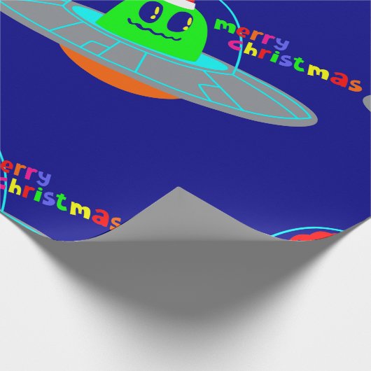 frohe Weihnachten Alien Santa scifi Geschenkpapier (Ecke)