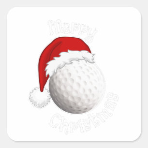 Frohe Weihnachten alle Golffans und Golfspieler Quadratischer Aufkleber