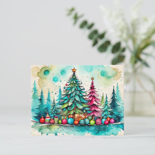 Frohe Weihnachten, alle! Postkarte (Stehend Vorderseite)