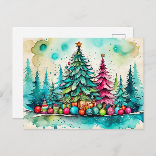 Frohe Weihnachten, alle! Postkarte (Vorne/Hinten)