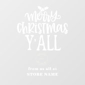 Frohe Weihnachten Alle White Script Logo Store Nam Fensteraufkleber (Blatt)