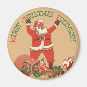 Frohe Weihnachten allen! Vintage-Weihnachtsmann Magnet