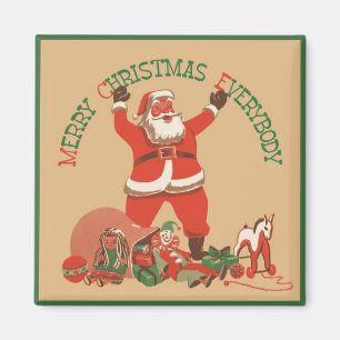 Frohe Weihnachten allen! Vintage Weihnachtsmann Magnet