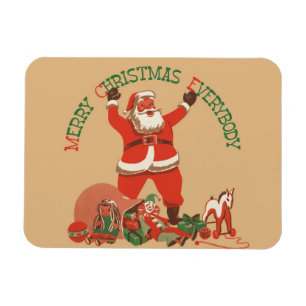 Frohe Weihnachten allen! Vintage Weihnachtsmann Magnet