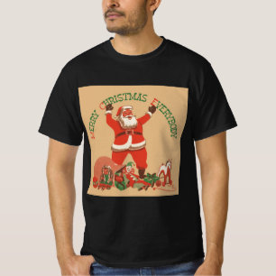 Frohe Weihnachten allen! Vintage Weihnachtsmann T-Shirt