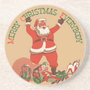 Frohe Weihnachten allen! Vintage-Weihnachtsmann Untersetzer