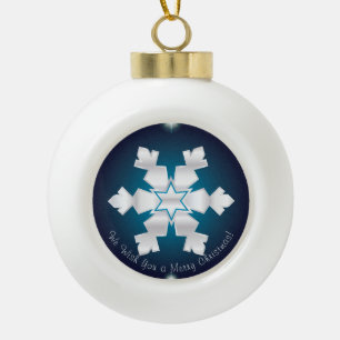 Frohe Weihnachten! Alles Gute zum neuen Jahr! Wei Keramik Kugel-Ornament