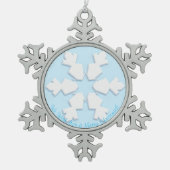 Frohe Weihnachten! Alles Gute zum neuen Jahr! Weiß Schneeflocken Zinn-Ornament (Vorderseite)