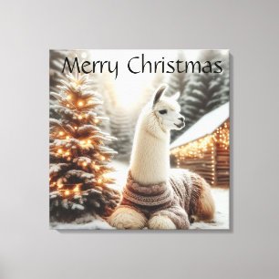 Frohe Weihnachten Alpaca Leinwanddruck