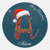 Frohe Weihnachten Alphabet "A" Round Sticker (Vorderseite)
