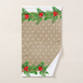 Frohe Weihnachten als Polka Dots und Holly Shower  Badhandtuch Set (Handtuch)