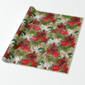 Frohe Weihnachten Alte Script-Rose Red Gold Marmor Geschenkpapier (Ungerollt)