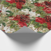 Frohe Weihnachten Alte Script-Rose Red Gold Marmor Geschenkpapier (Ecke)
