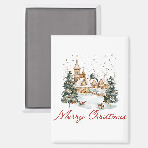 Frohe Weihnachten alter Jahrgang Weihnachts-Illust Magnet