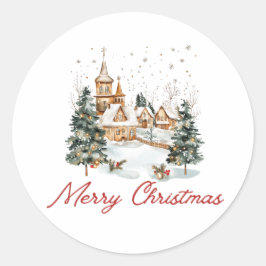 Frohe Weihnachten alter Jahrgang Weihnachts-Illust Runder Aufkleber