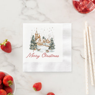 Frohe Weihnachten alter Jahrgang Weihnachts-Illust Serviette