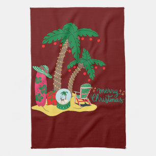 Frohe Weihnachten am Strand Geschirrtuch
