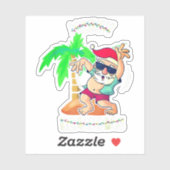 Frohe Weihnachten am Strand im Juli Funny Santa Xm Aufkleber (Blatt)