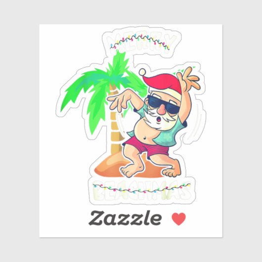 Frohe Weihnachten am Strand im Juli Funny Santa Xm Aufkleber (Blatt)