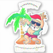 Frohe Weihnachten am Strand im Juli Funny Santa Xm Aufkleber (Vorderseite)