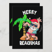 Frohe Weihnachten am Strand im Juli Funny Santa Xm Einladung (Vorne/Hinten)