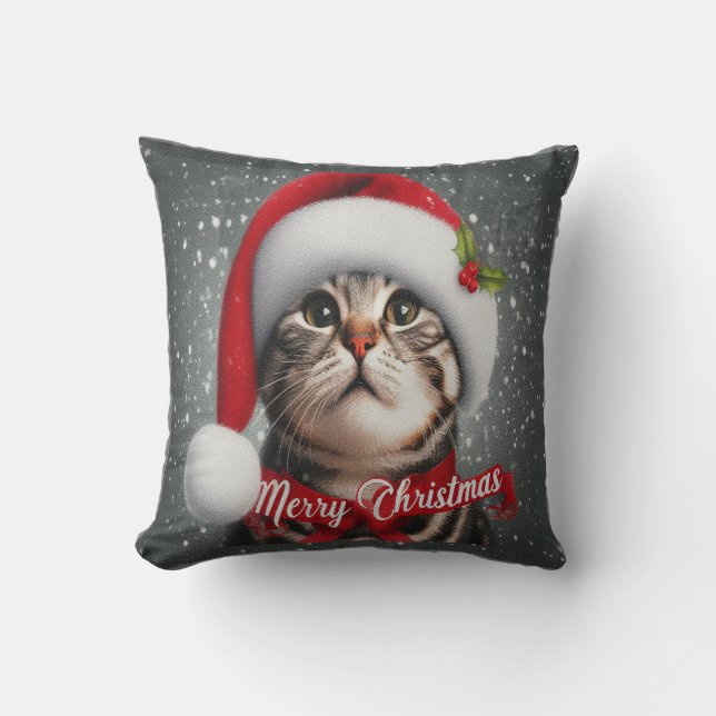 Frohe Weihnachten American shorthair Cat , Santa C Kissen (Vorderseite)
