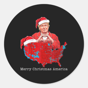 Frohe Weihnachten Amerika Donald Trump deckt Weihn Runder Aufkleber