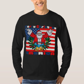 Frohe Weihnachten Amerika Weihnachtsmann Funny Usa T-Shirt