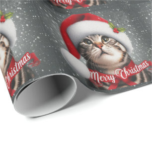 Frohe Weihnachten Amerikanische Kurzhaar Katze , W Geschenkpapier
