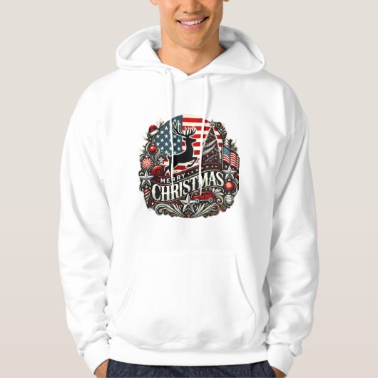 Frohe Weihnachten amerikanischer Stil Hoodie (Vorderseite)
