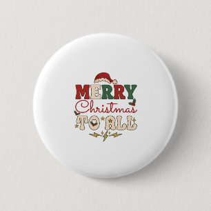 Frohe Weihnachten an alle Santa Hut Blitzsterne Button