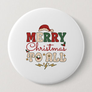 Frohe Weihnachten an alle Santa Hut Blitzsterne Button