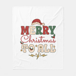 Frohe Weihnachten an alle Santa Hut Blitzsterne Fleecedecke
