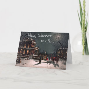 Frohe Weihnachten an alle Vintage-Winter-Szene-Kar