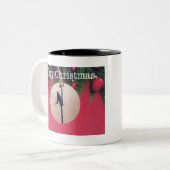 Frohe Weihnachten an Arborist und Baumchirurgen. Zweifarbige Tasse (Vorderseite Links)