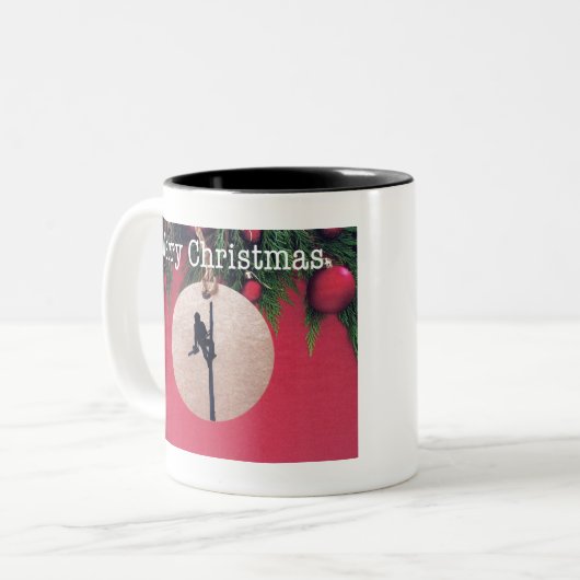 Frohe Weihnachten an Arborist und Baumchirurgen. Zweifarbige Tasse (Vorderseite Links)