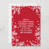 Frohe Weihnachten an das Eine, das ich Liebe. Gruß (Rückseite)