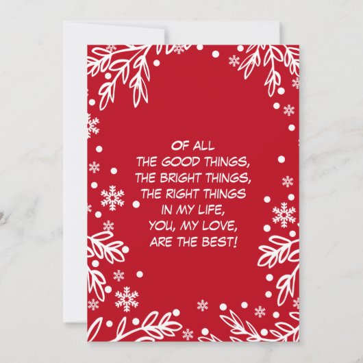 Frohe Weihnachten an das Eine, das ich Liebe. Gruß (Rückseite)