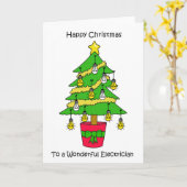Frohe Weihnachten an den Elektriker, Cartoon Tree. Karte (Gelbe Blume)