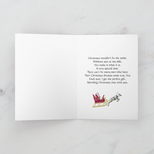 Frohe Weihnachten an die Ehefrau mit Santa in sein (Innenseite)