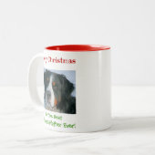 Frohe Weihnachten an Großvater vom Hund Zweifarbige Tasse (Vorderseite Links)