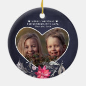 Frohe Weihnachten an Oma Herz Foto niedlich Keramik Ornament (Hinten)