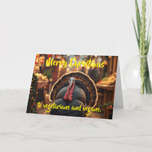 Frohe Weihnachten an Vegetarier und Veganer. Karte