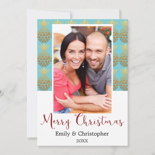 Frohe Weihnachten Ananas Urlaub Fotokarte (Vorderseite)