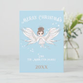 Frohe Weihnachten Angel Dark Hair Blue (Stehend Vorderseite)