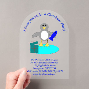 Frohe Weihnachten Angel-Pinguin Benutzerdefiniert Acryleinladungen